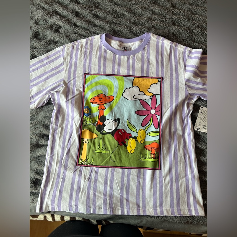 Mickey Mouse Striped Graphic T-shirt